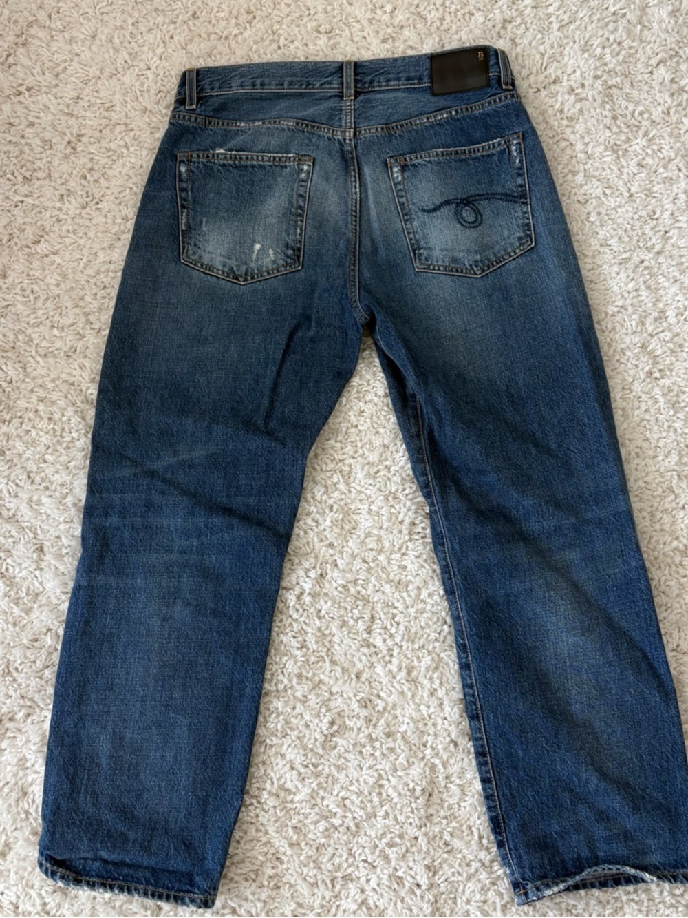 R13 Women's Dark Blue Distressed Boyfriend Jeans 28 - Picture 6 of 7